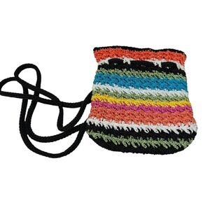 THE‎ SAK Purse Rainbow Multicolor Crochet Knit Backpack Crossbody Bag Boho